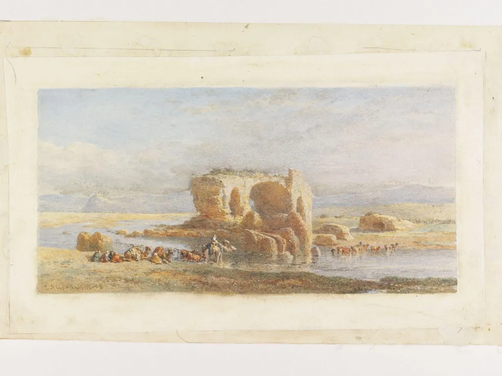 The Remains of a Roman Bridge near Tangiers, Morocco, by Edward Angelo Goodall, watercolor, 1885