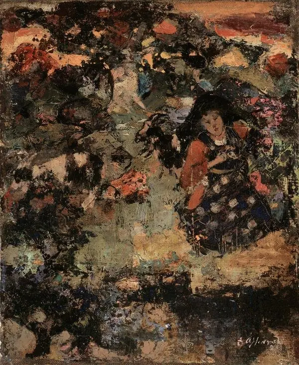 A Girl and Goats, by Edward Atkinson Hornel