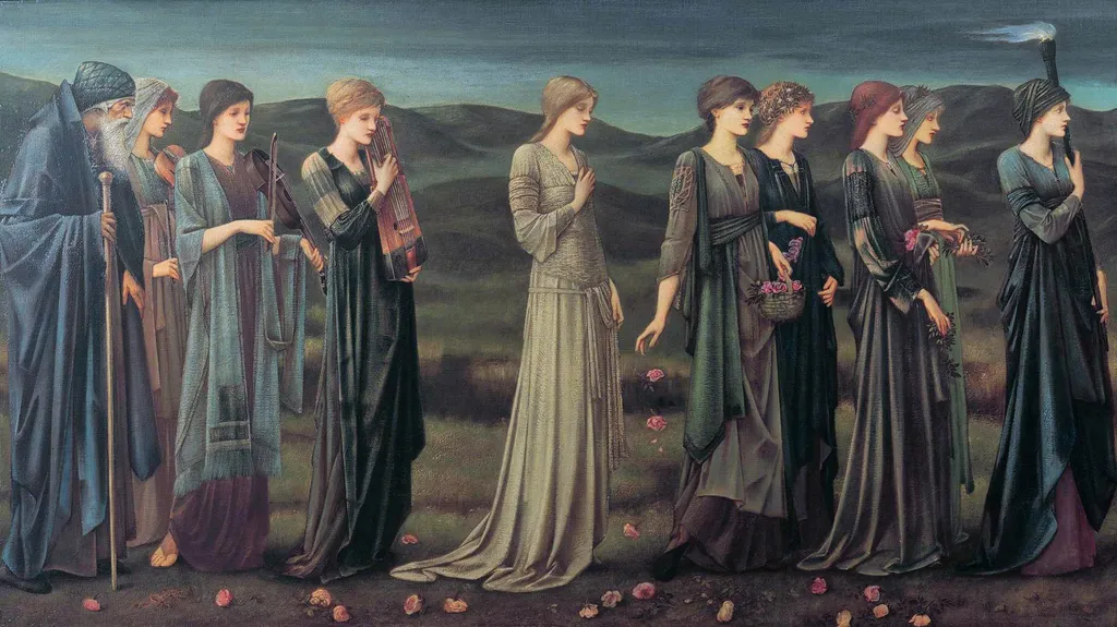 Psyche's wedding, by Edward Burne-Jones, oil, 1898