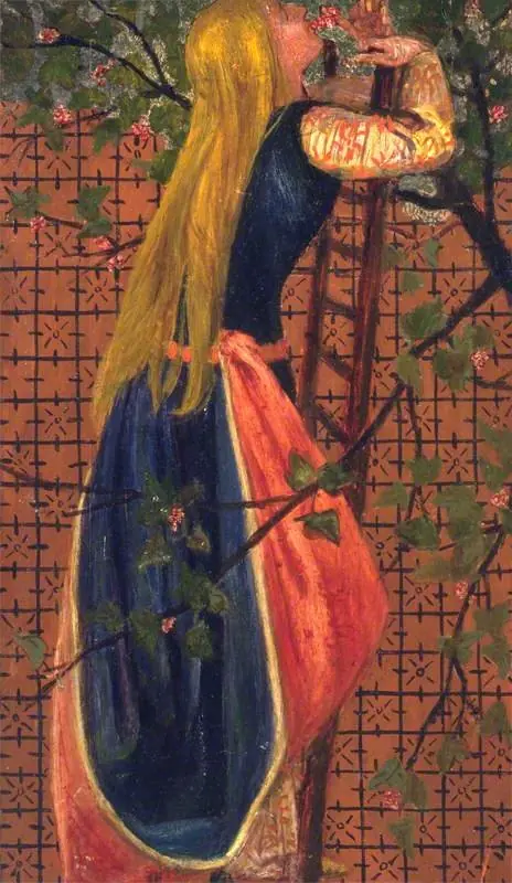 Woman up a Ladder Smelling Blossom, by Edward Burne-Jones