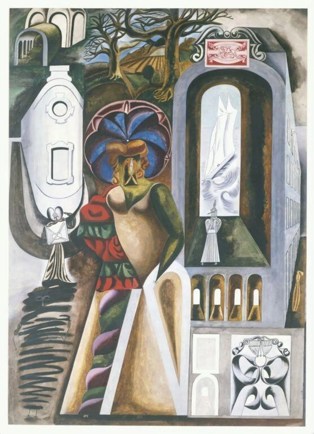 Surrealist Composition, by Edward Burra, watercolor, 1934