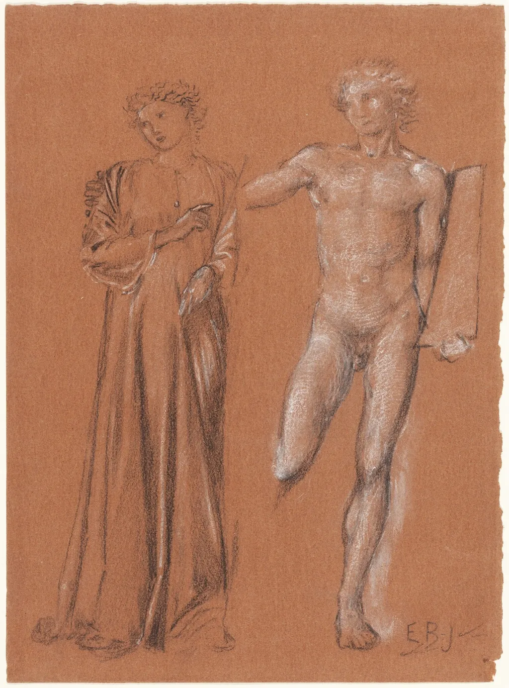 Orpheus and Eurydice, by Edward Coley, Sir Burne-Jones, graphite, 1866