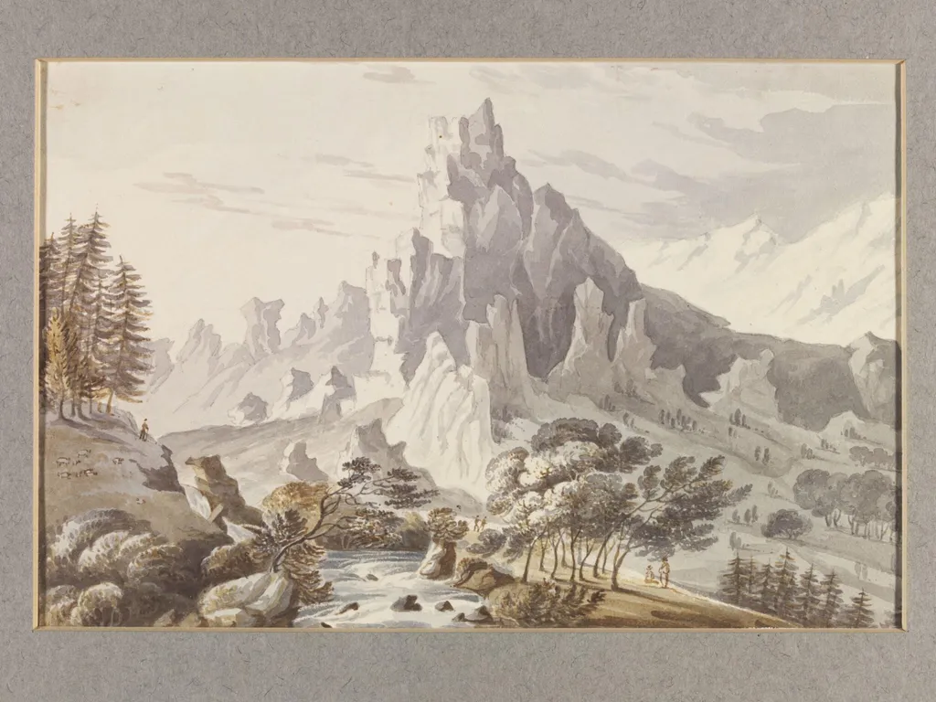 Cedar Forest & Snowy Peak on Mount Lebanon, by Edward Daniel Clarke, watercolor, 1806