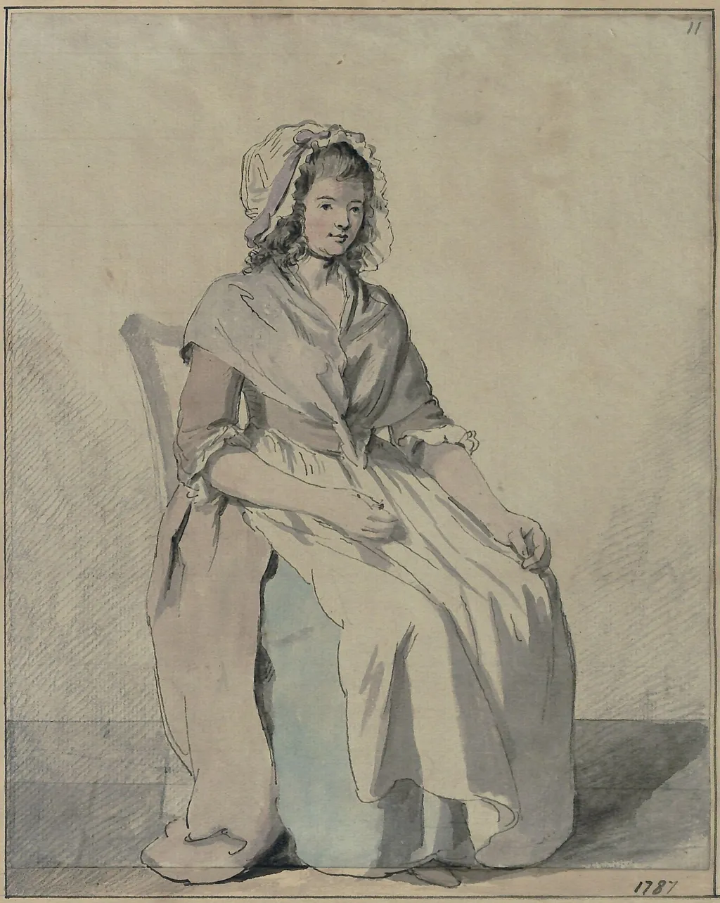 Female Costume Study, by Edward Edwards, watercolor, 1787