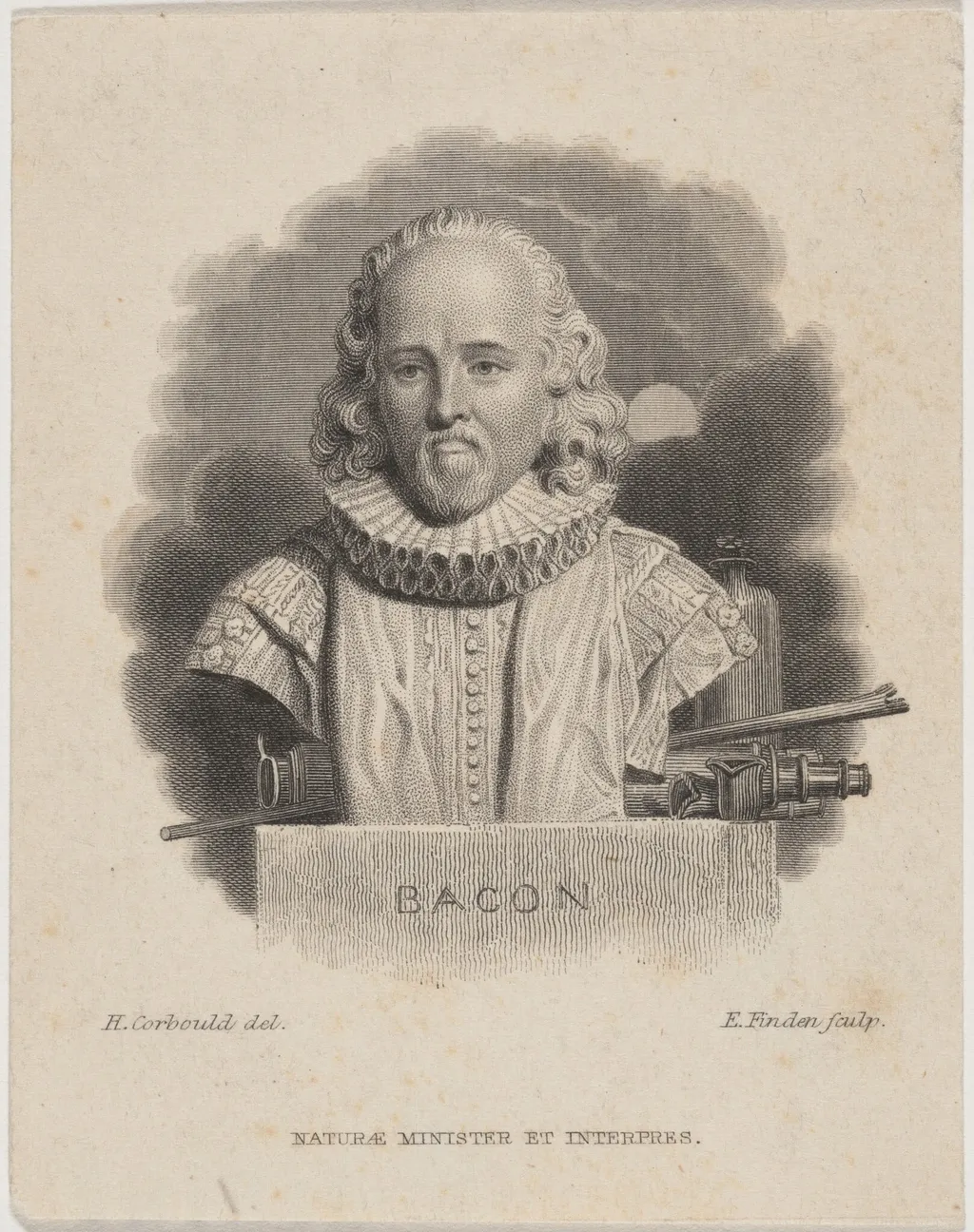 Sir Francis Bacon, by Edward Finden, ink, 1824