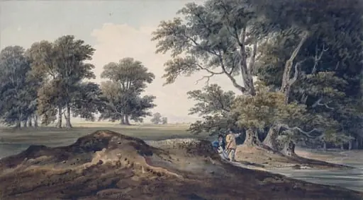Landscape with trees and pond, by Edward Goodwin