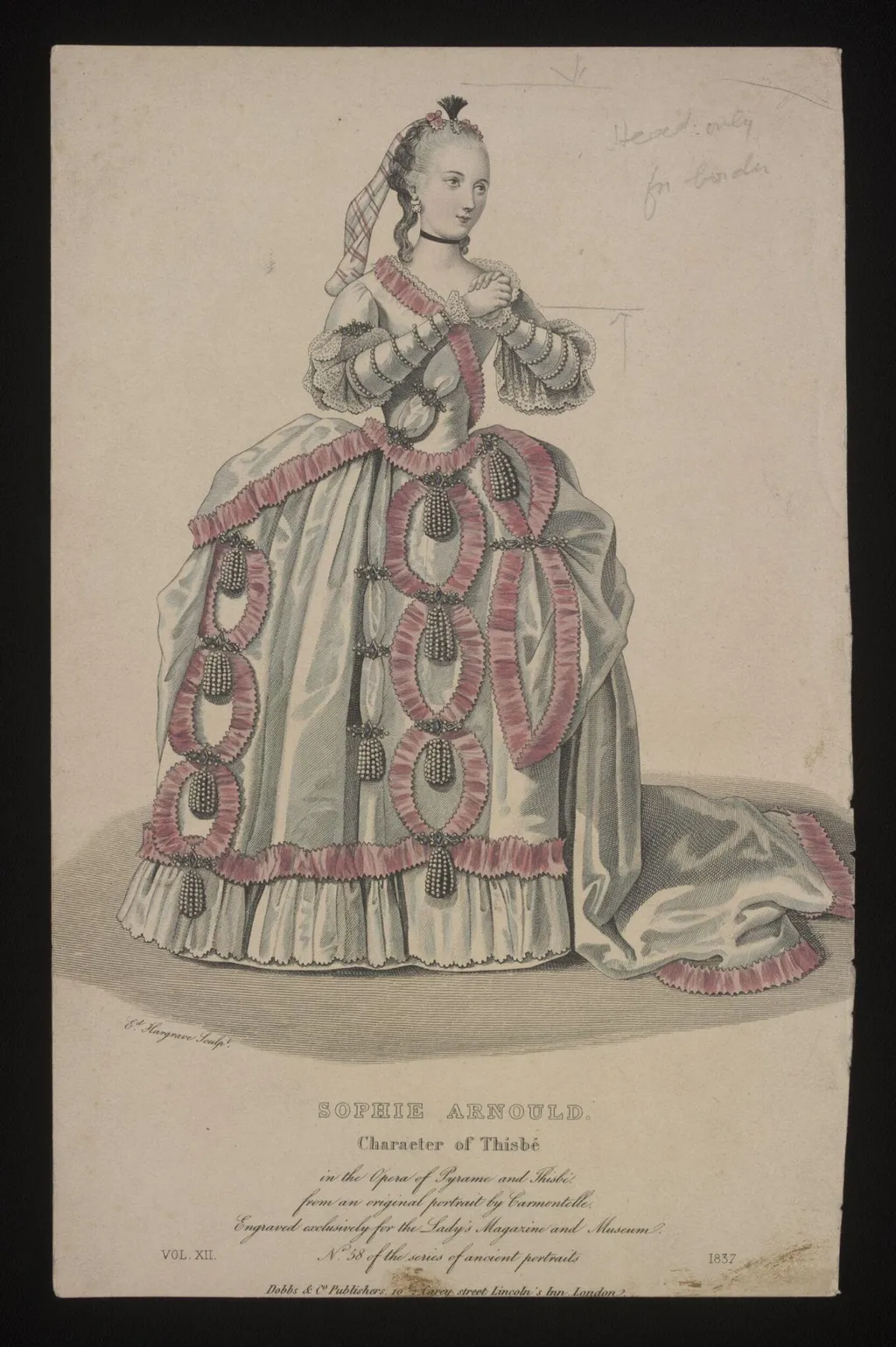 Print portraying Sophie Arnold, by Edward Hargrave, 1837