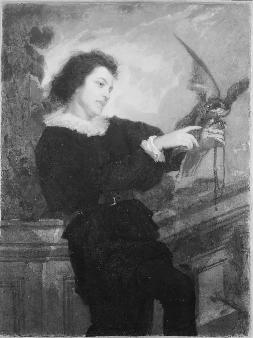 The Falconer (copy after Thomas Couture), by Edward Harrison May, oil, 1865