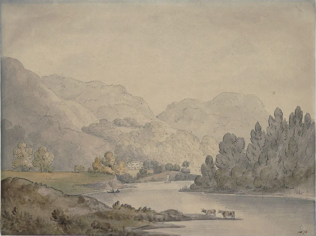 Barrow, Derwentwater, by Edward Hassell, watercolor, 1841