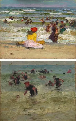 In the Surf (recto); Beach Study (verso), by Edward Henry Potthast