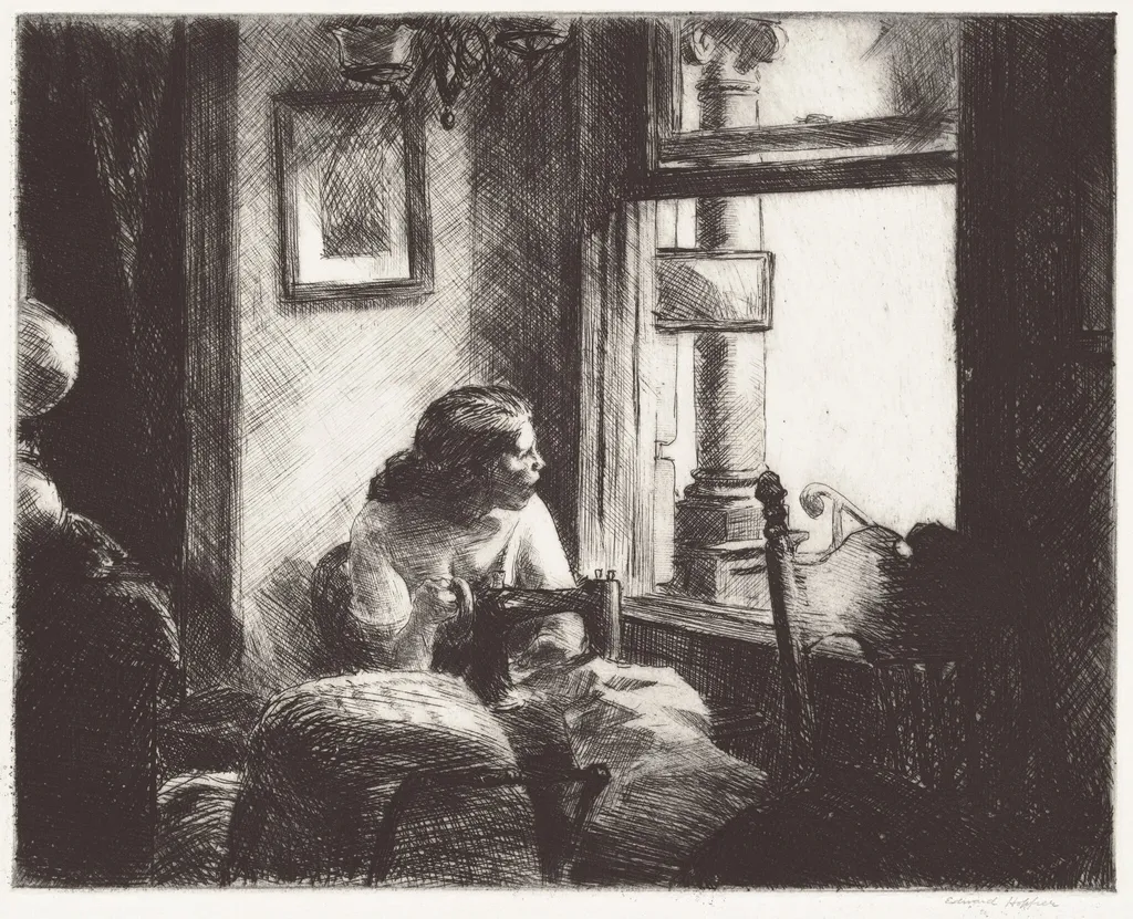 East Side Interior, by Edward Hopper, ink, 1922
