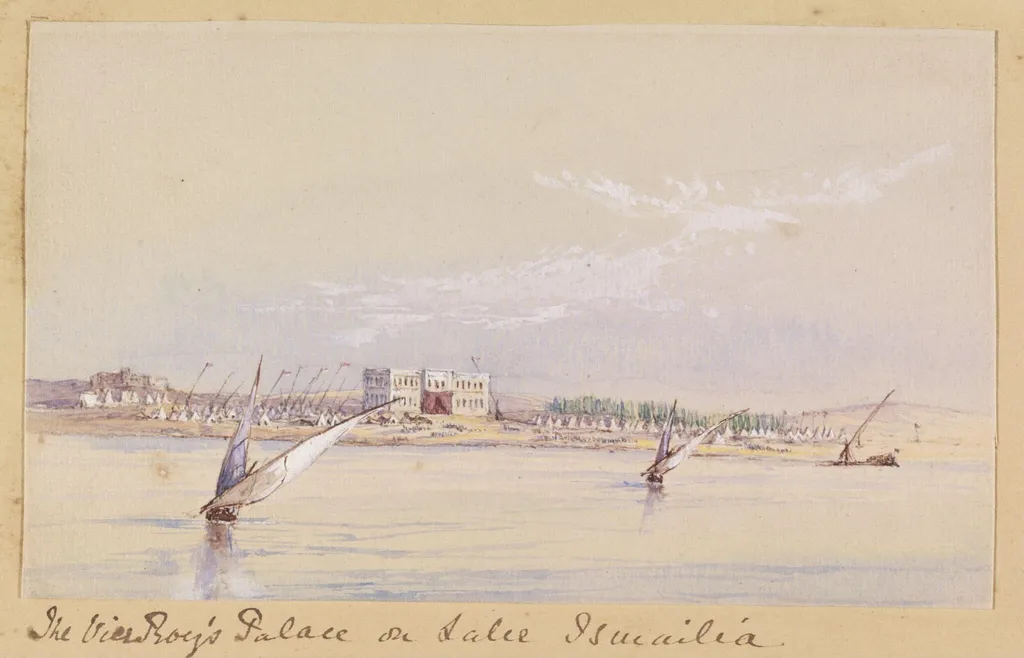 The ViceRoy's Palace on Lake Ismailia, by Edward Hovell Thurlow, watercolor, 1850