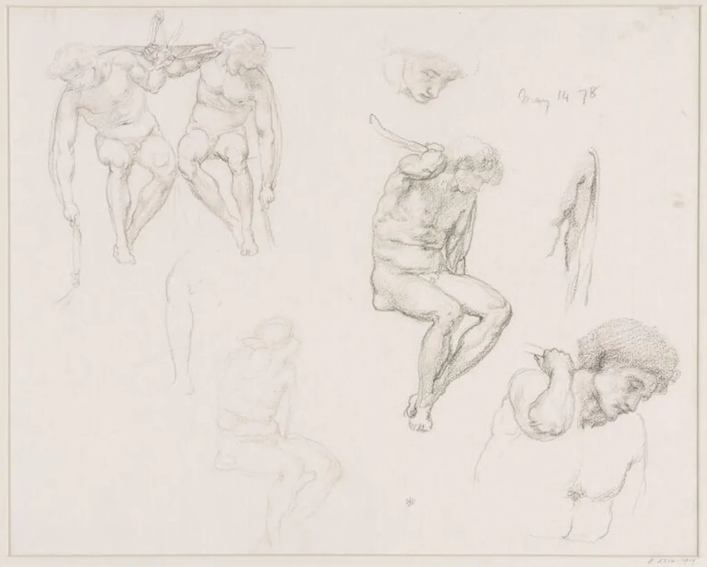 Figure studies and a head fot the mosaic decoration of the dome of St. Paul's Cathedral, by Edward John, Sir Poynter, 10