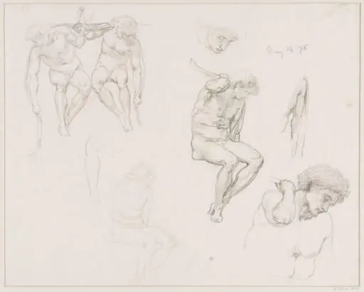 Figure studies and a head fot the mosaic decoration of the dome of St. Paul's Cathedral, by Edward John, Sir Poynter