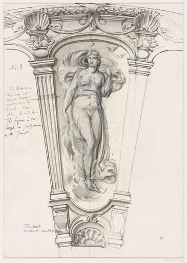 Measured drawing of a section of the design, E. 5303-1919, by Edward John, Sir Poynter