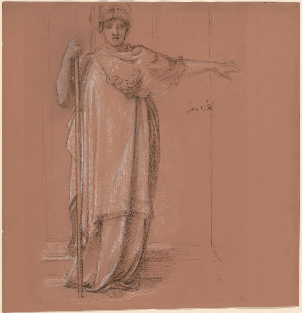Minerva, by Edward John, Sir Poynter, chalk, 1886