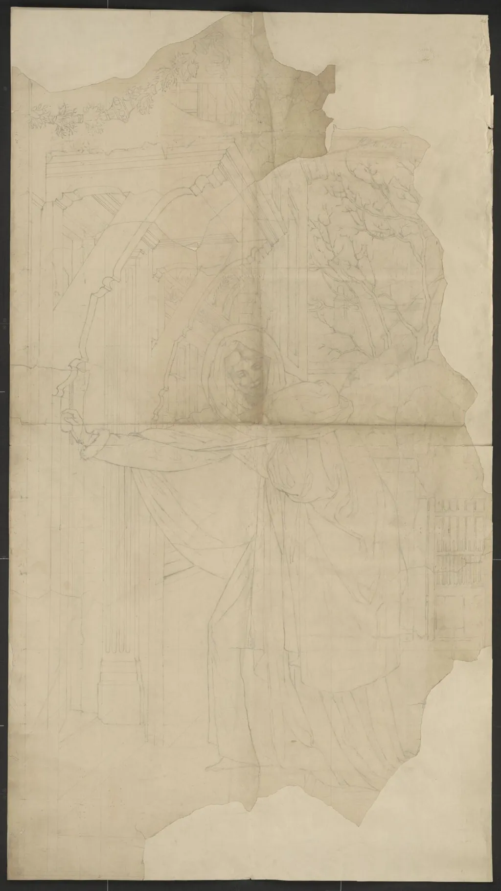 Original cartoon for the decoration of panels in the Grill Room of the Victoria and Albert Museum; "January.", by Edward John, Sir Poynter, 1886