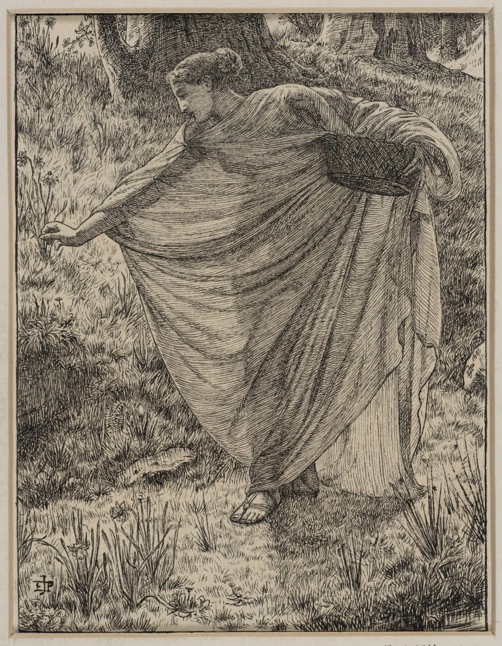 Original drawing for an illustration to "Persephone," in "Poems by Jean Ingelow", by Edward John, Sir Poynter, 1867