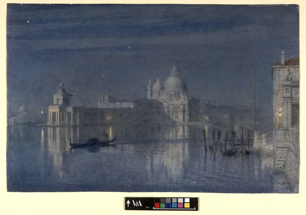 Santa Maria della Salute, Venice: Moonlight, by Edward John, Sir Poynter, watercolor, 1868