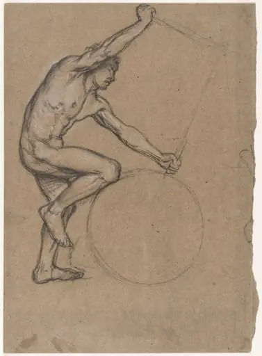 Study for the painting, "The Catapult", exhibited at the Royal Academy, 1868, by Edward John, Sir Poynter