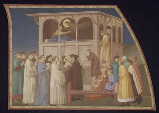 Copy after the painting Posthumous Miracle of St  Francis by a follower of Giotto in the Lower Church,  San Francesco, Assisi, by Edward Kaiser