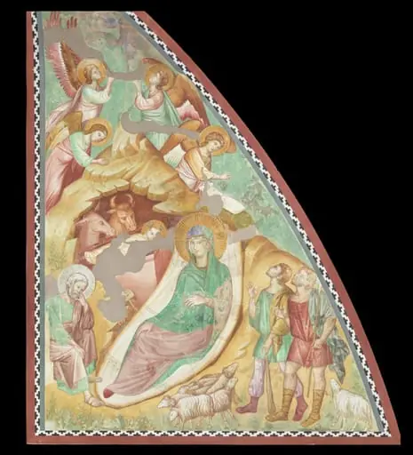 Copy after the painting The Nativity attributed to Jacobo Torriti in the Upper Church, San Francesco, Assisi, by Edward Kaiser
