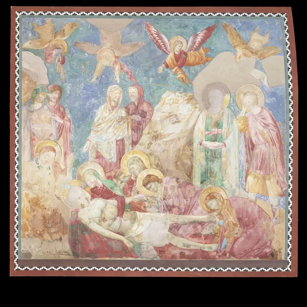 Copy after the painting The Pieta attributed to the Isaac Master in the Upper Church, San Francesco, Assisi, by Edward Kaiser, watercolor, 1876