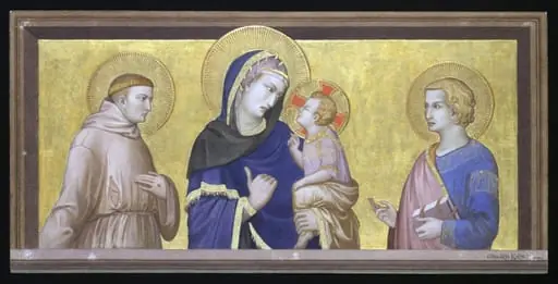 Copy after the painting Virgin and Child with St  John and St Francis by Pietro Lorenzetti ??? in the  Lower Church, San Francesco, Assisi, by Edward Kaiser
