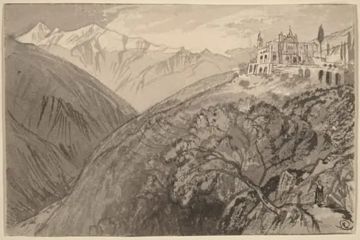 A Town on a Hilltop (Sanctuary of Lampedusa), by Edward Lear