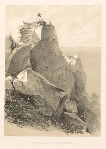 Illustrated Excursion in Italy (vol. II): Ancient Walls, Monte Circello, by Edward Lear