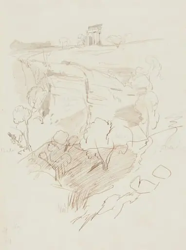 Ruined Temple on a Hill, by Edward Lear