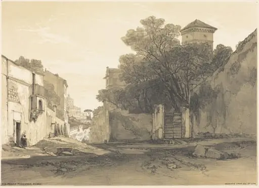 Via Porta Pinciana, Rome, by Edward Lear