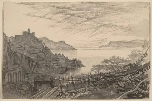 View of a Bay from a Hillside (Amalfi), by Edward Lear