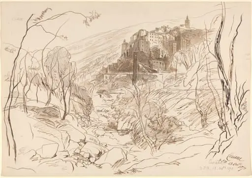 View of Ceriana, by Edward Lear