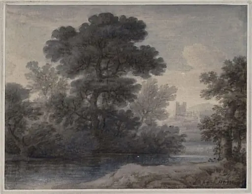 Landscape with river and castle, by Edward Oram