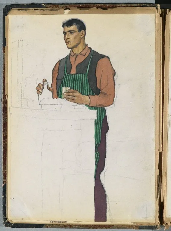 Spanish Sketch Mounted in Scrap Book, by Edward Penfield, unspecified, 1911