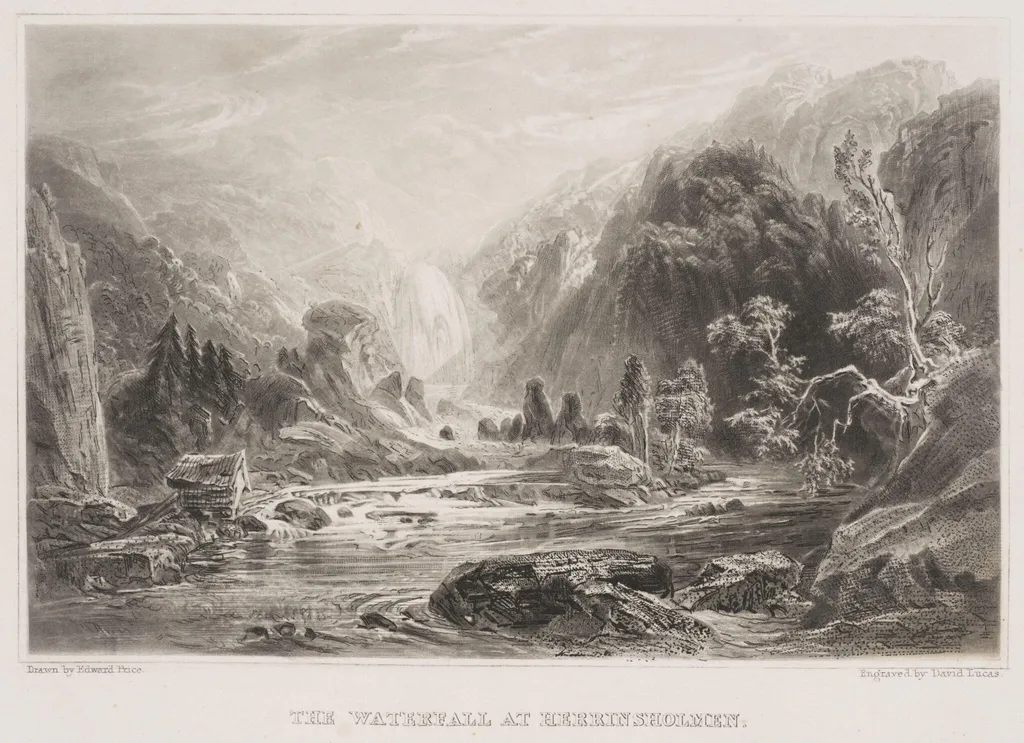 The Waterfall at Herrinsholmen, by Edward Price, 1834