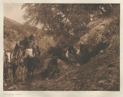 Portfolio I, Plate 11: Story Telling-Apache, by Edward S. Curtis