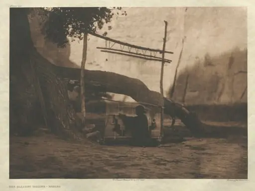Portfolio I, Plate 34: The Blanket Weaver-Navaho, by Edward S. Curtis