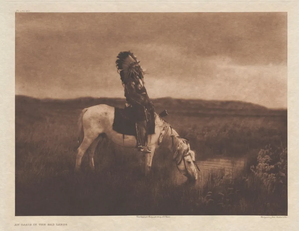 Portfolio III, Plate 80: An Oasis on the Bad Lands, by Edward S. Curtis, 1905