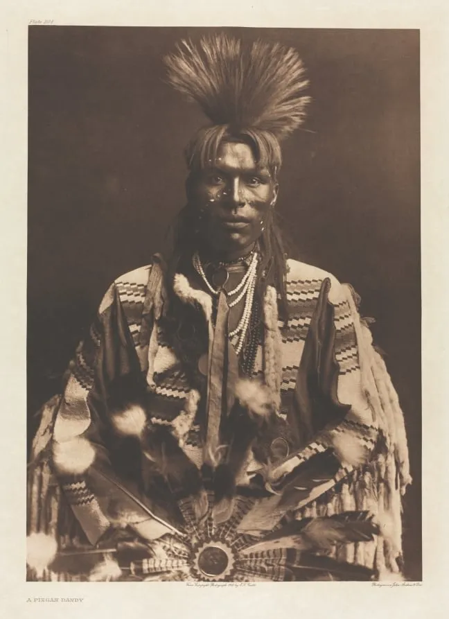Portfolio VI, Plate 208: A Piegan Dandy, by Edward S. Curtis, 1900