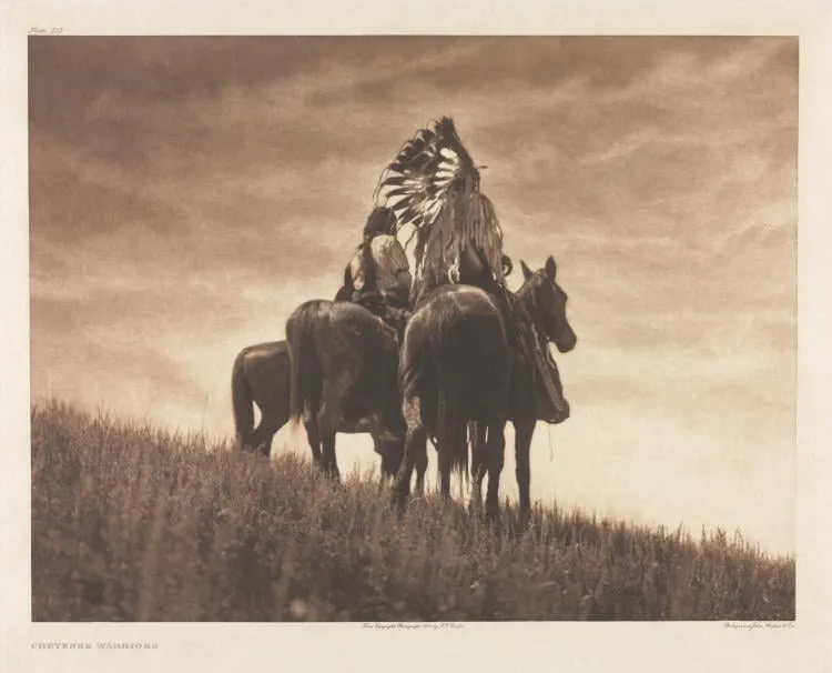 Portfolio VI, Plate 215: Cheyenne Warriors, by Edward S. Curtis, 1905