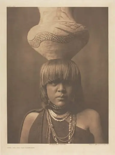 Portfolio XVII, Plate 590: Girl and Jar - San Ildefonso, by Edward S. Curtis