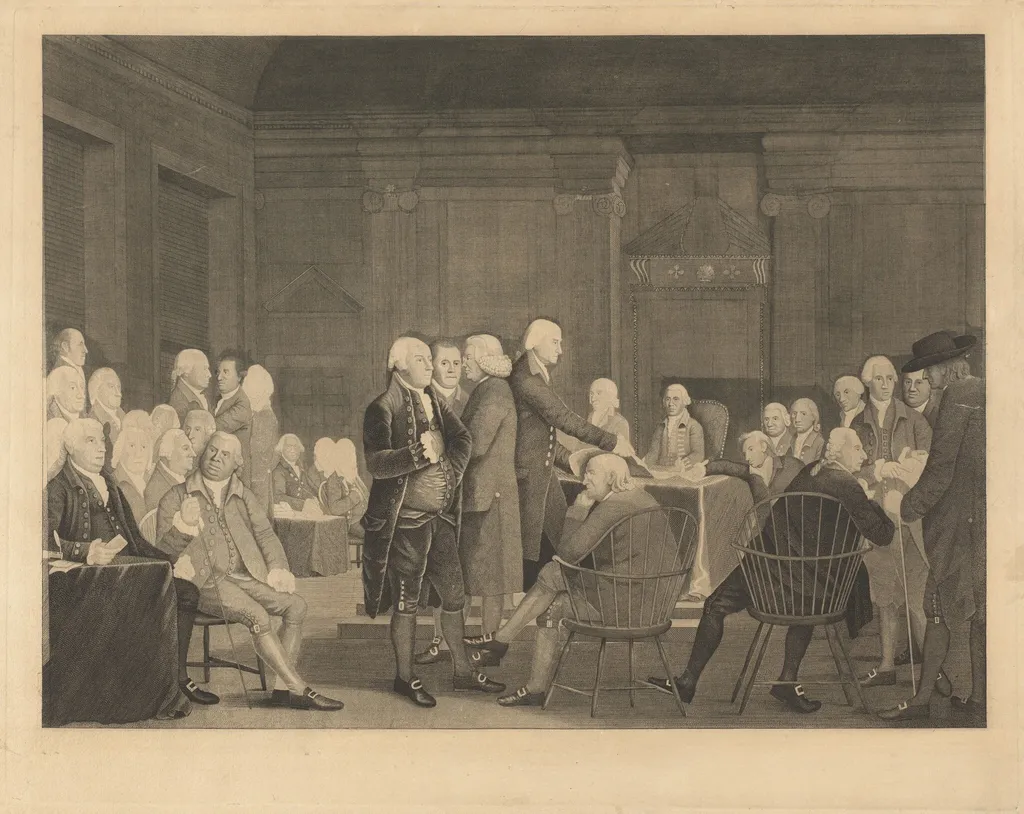 Congress Voting Independence, by Edward Savage, ink