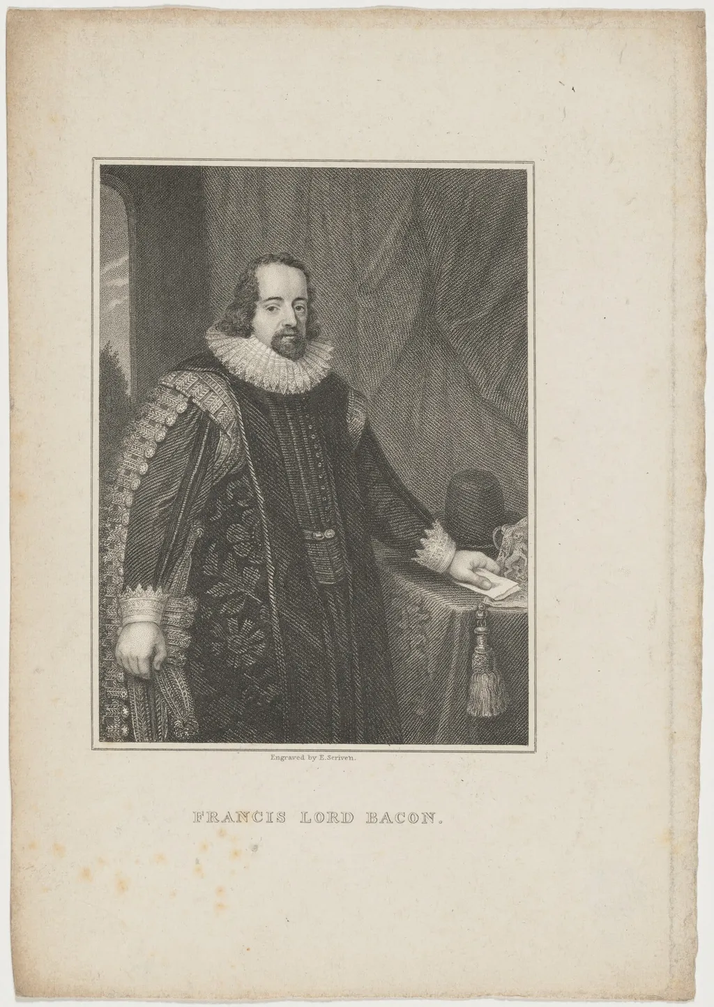 Francis, Lord Bacon, by Edward Scriven, ink, 1808