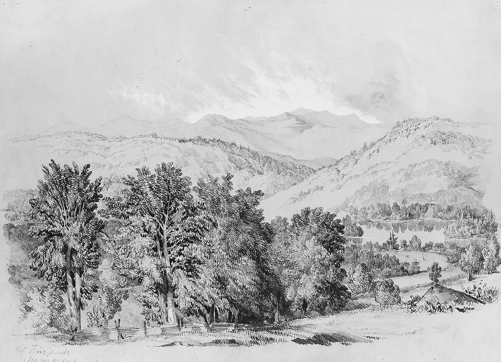 At Five Ponds, North Waterford, Maine, by Edward Seager, graphite, 1845