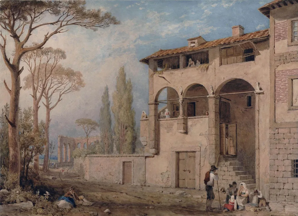 Buildings near Rome, by Edward Swinburne, watercolor, 1850