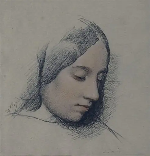 Study of a woman's head, by Edward T. Davis