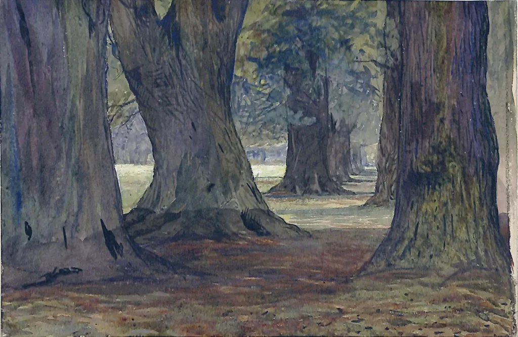 Woodland Scene, by Edward T. Davis, watercolor, 1850