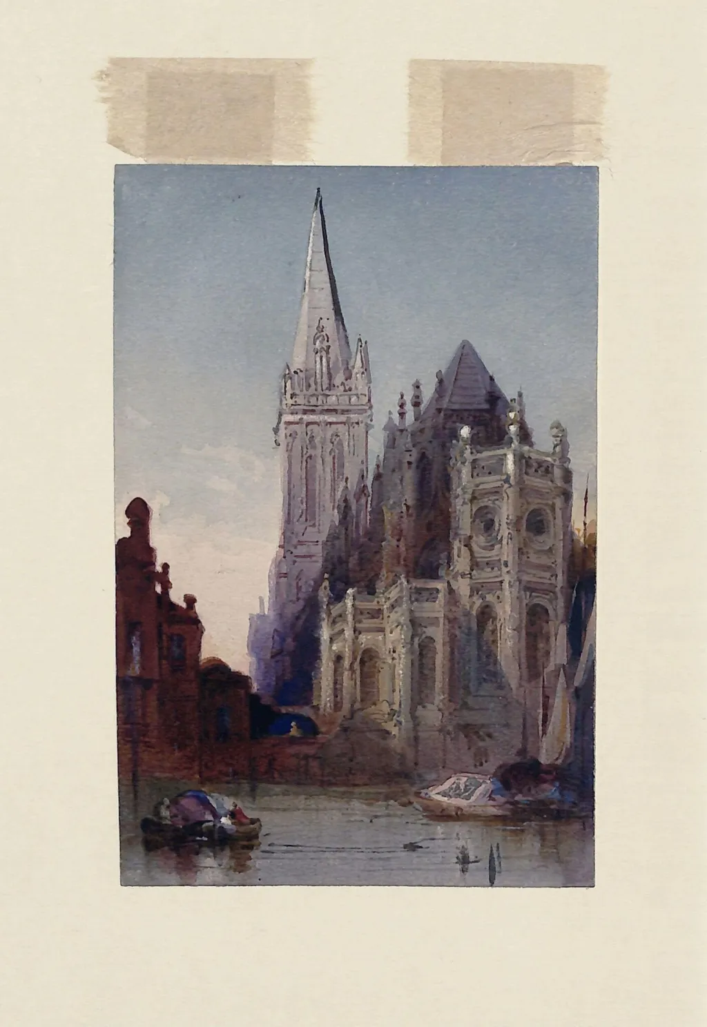 The Church of St. Pierre, Caen, by Edward Webb, watercolor, 1842